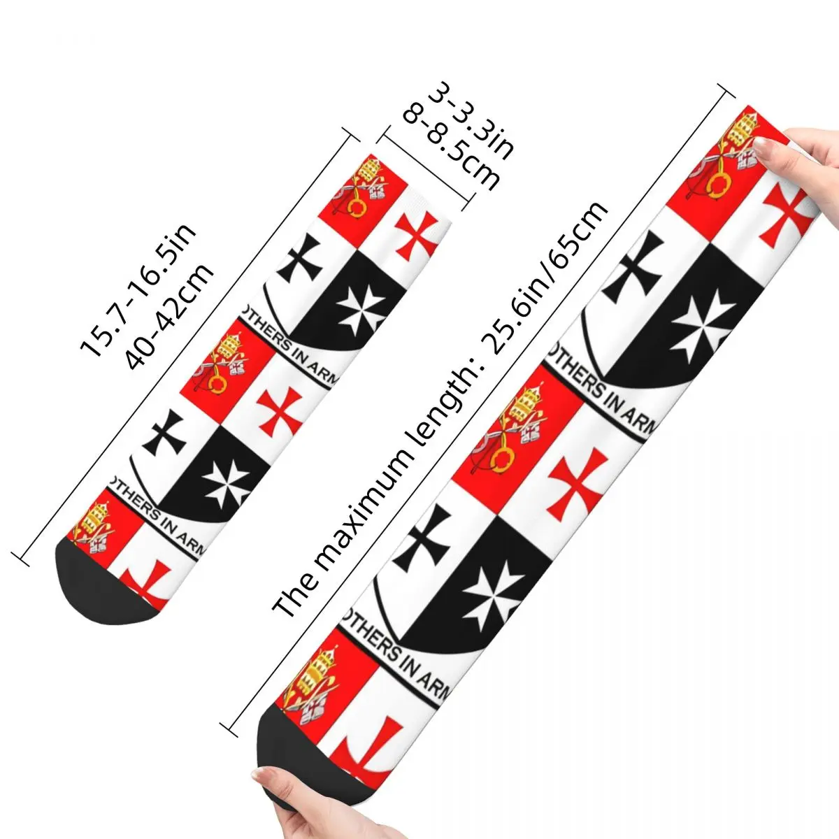 Funny Crazy Sock for Men Brothers In Arms Hip Hop Knights Templar Quality Pattern Printed Crew Sock Seamless Gift