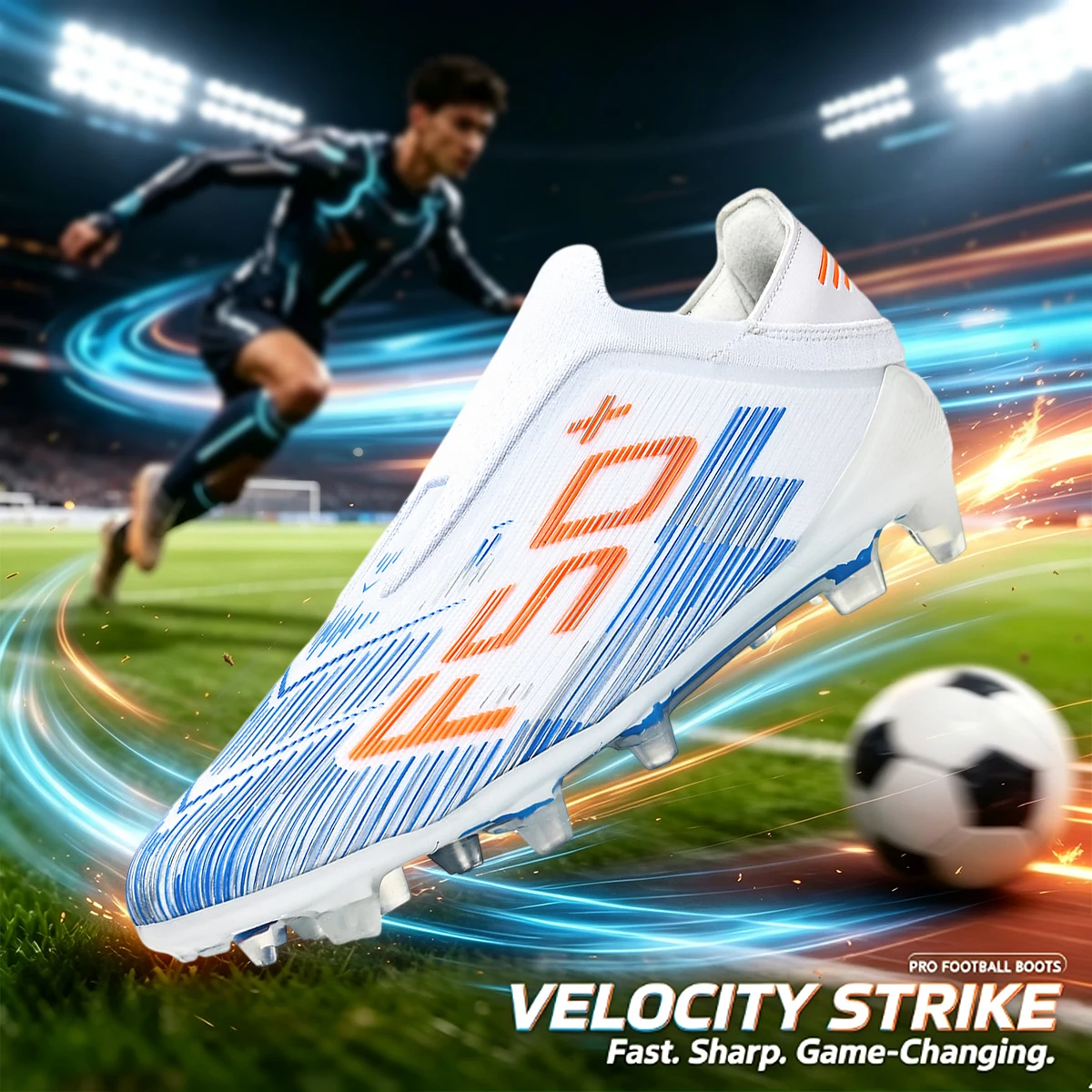 Adult AG FG Hybrid Soccer Cleats, Textured PU Upper for Better Ball Control, TPU Mixed Studs for Wet Natural Grass Match