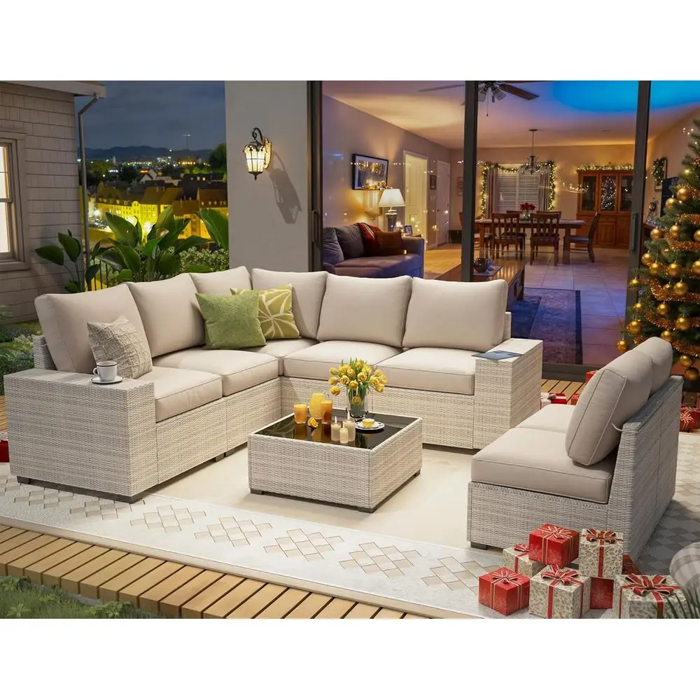 

8 Piece Outdoor Patio urniture t, Outdoor ctional urniture, Rattan & Wicker ern ular Contion t Soa CoucW/Water Resistant Wasale