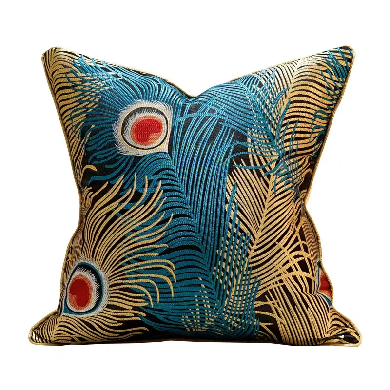

Темно-синие наволочки с павлиньими перьями, роскошные наволочки, домашние декоративные подушки для дивана, дивана, гостиной, спальни