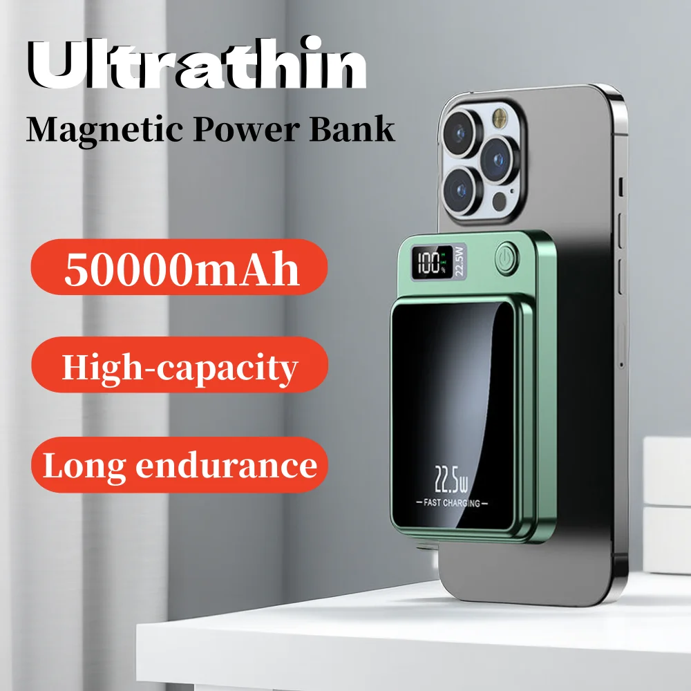 Ultra thin magnetic power bank 22.5W 50000mAh, large capacity, long endurance, small portable mobile power supply