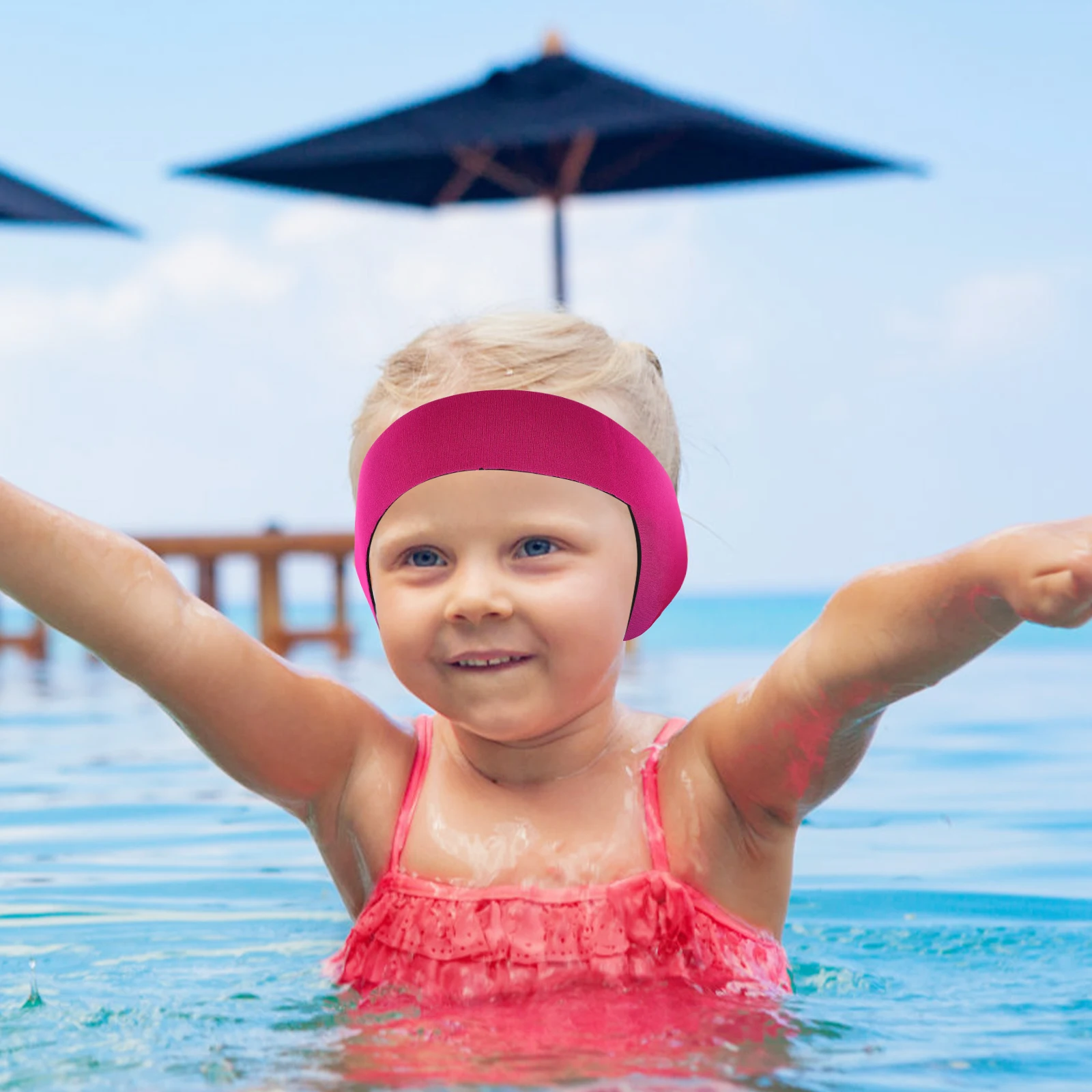 

2pcs Swim Headband For Pool Bathing Surfing Splashproof Ear Cover Sports Turban Diving Bath Water Earband Women Elastic Cartoon