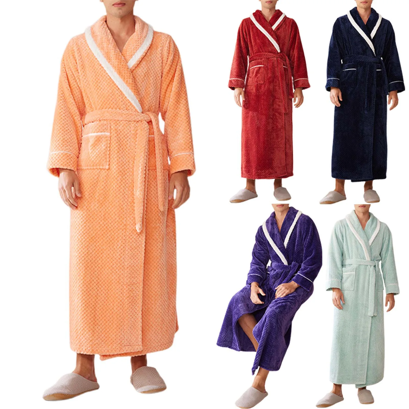 Roupão de banho masculino roupas quentes para hotel chuveiro sauna piscina flanela macia terry robe tamanho grande longo robe para homens camisolas