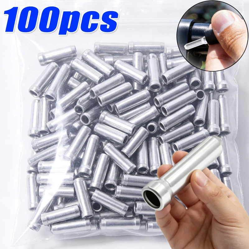 20-100pcs Aluminum Alloy Derailleur Shift Cables End Caps Tips Crimps Bicycle Brake Shift Cable Tips Bike Cycling Accessories