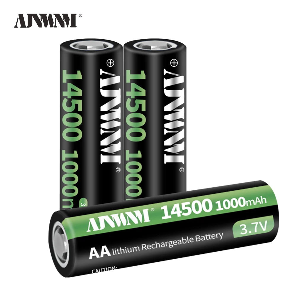 

2020 New JANWNM 14500 1000mAh 100% capacity 3.7V Li-Ion Rechargeable Battery for Camera/E-cigarette point head