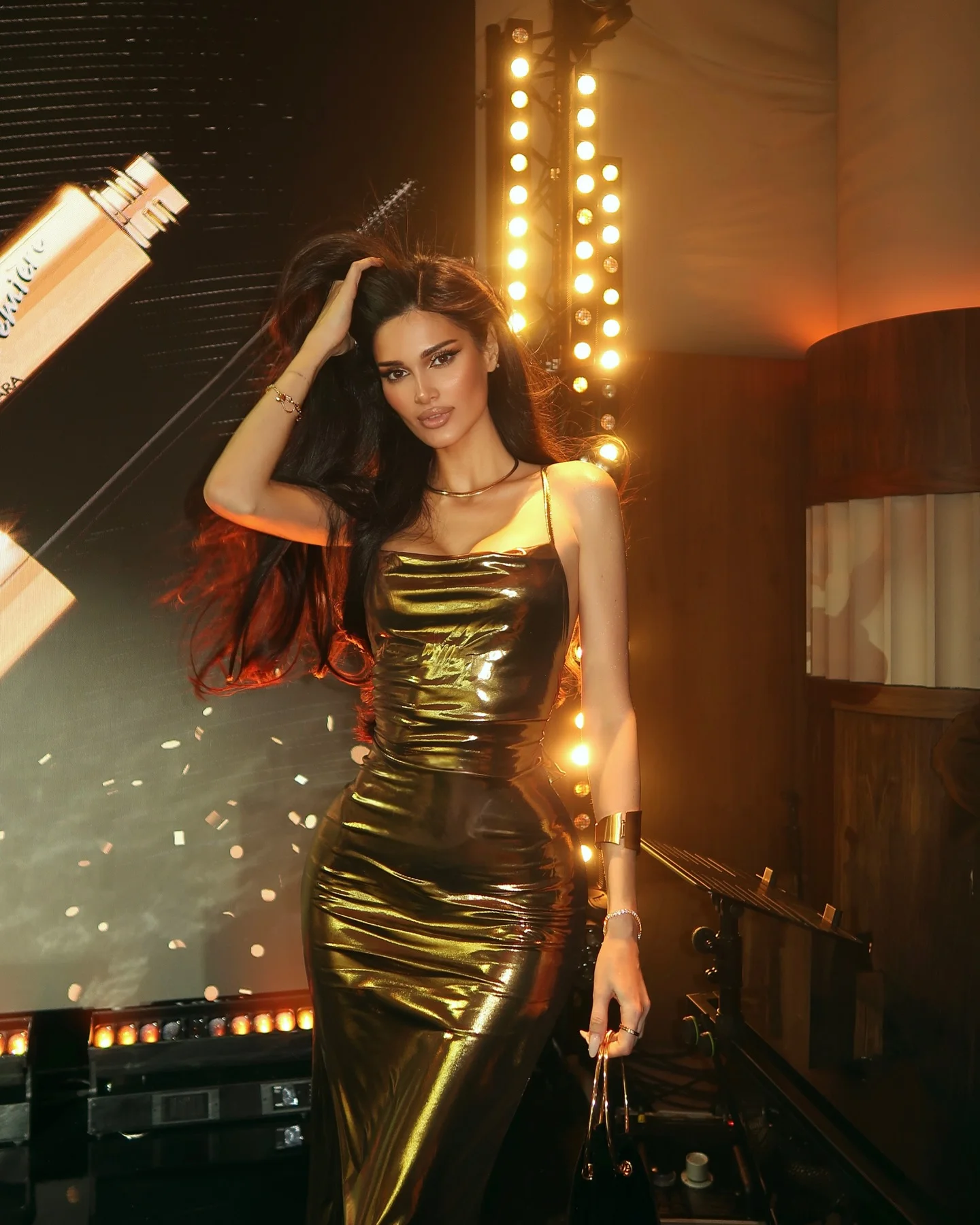 

European And American Sexy Dress New Shiny Suspender Dress Long Skirt Metallic Elastic Suspender Dress Nightclub Party Dress