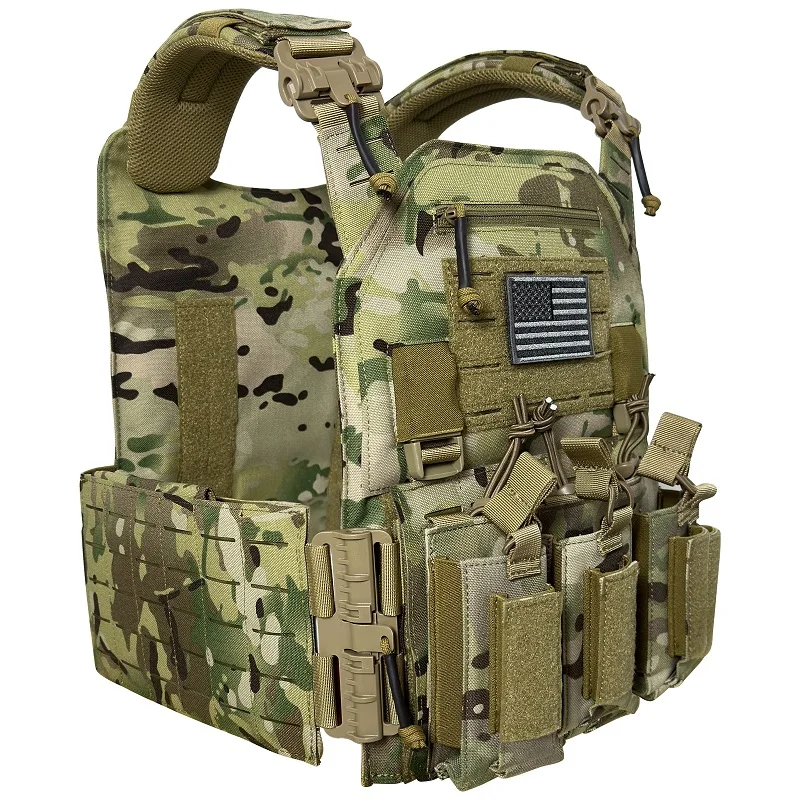 Advanced 1000D Nylon Quick Release Modular Laser cutting Molle System Tactical Vest with Double Triple Magazine Pouch