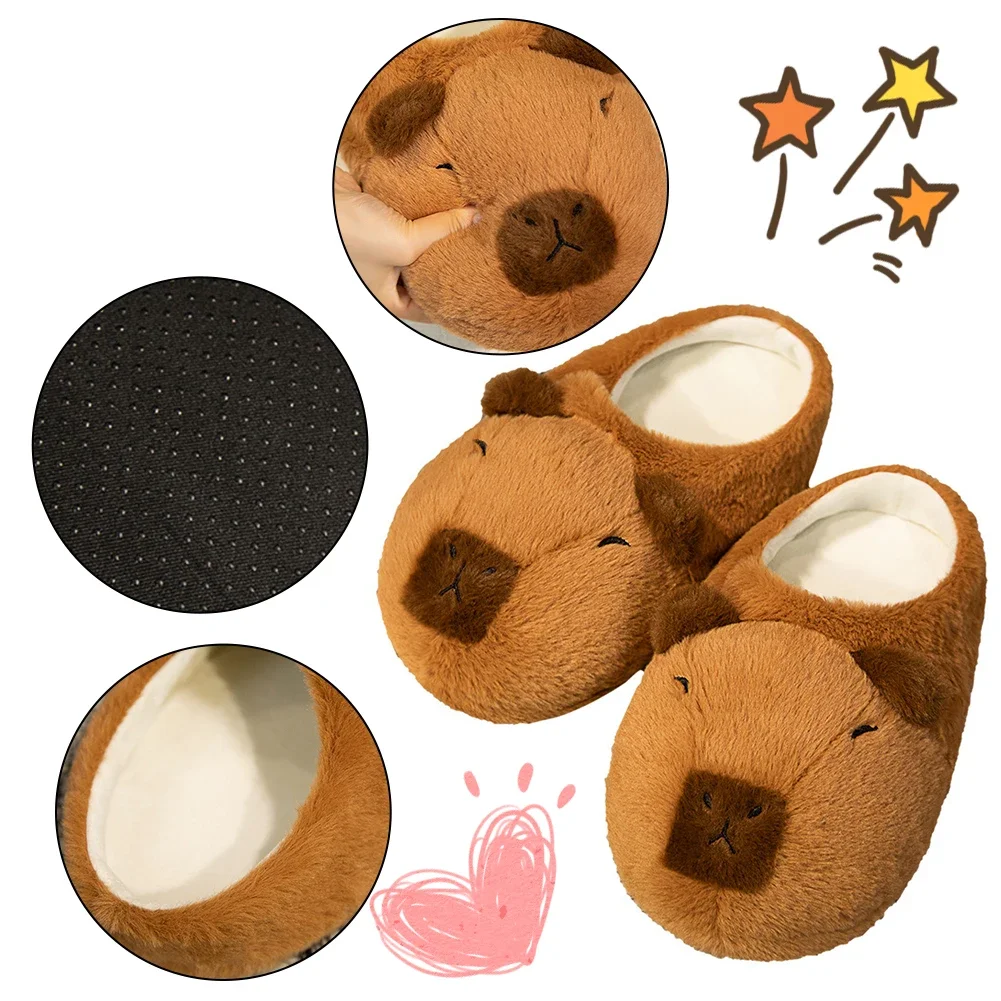 Frauen Capybara Haus Hausschuhe Anti-Rutsch-Cartoon Capybara Hausschuhe weiche flache thermische Hausschuhe bequeme Outdoor-Winter Hausschuhe