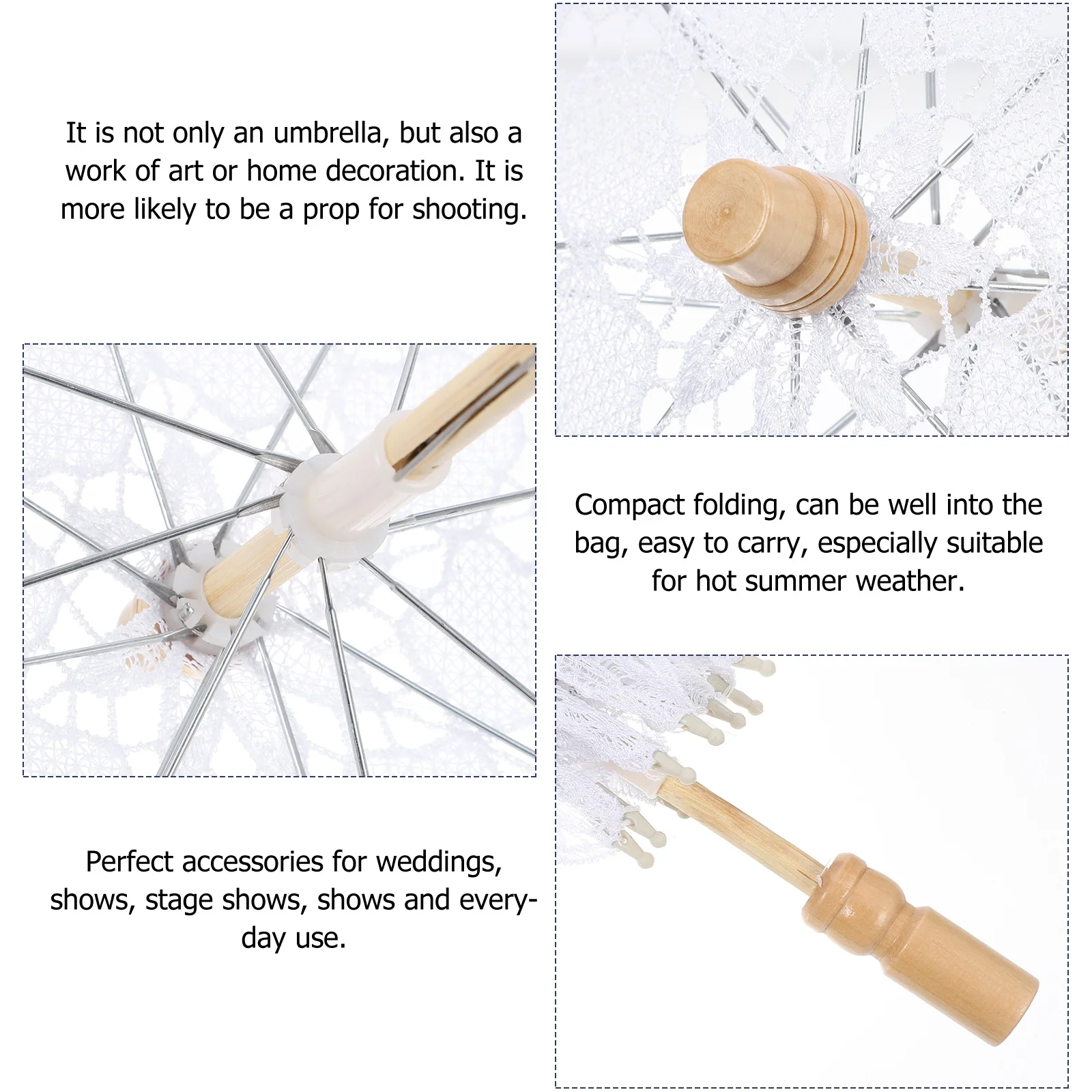 

1Pcs Lace Umbrella Exquisite Wedding Bridal Parasol Photography Prop Handheld Vintage Decorative Stage Costume Accessory