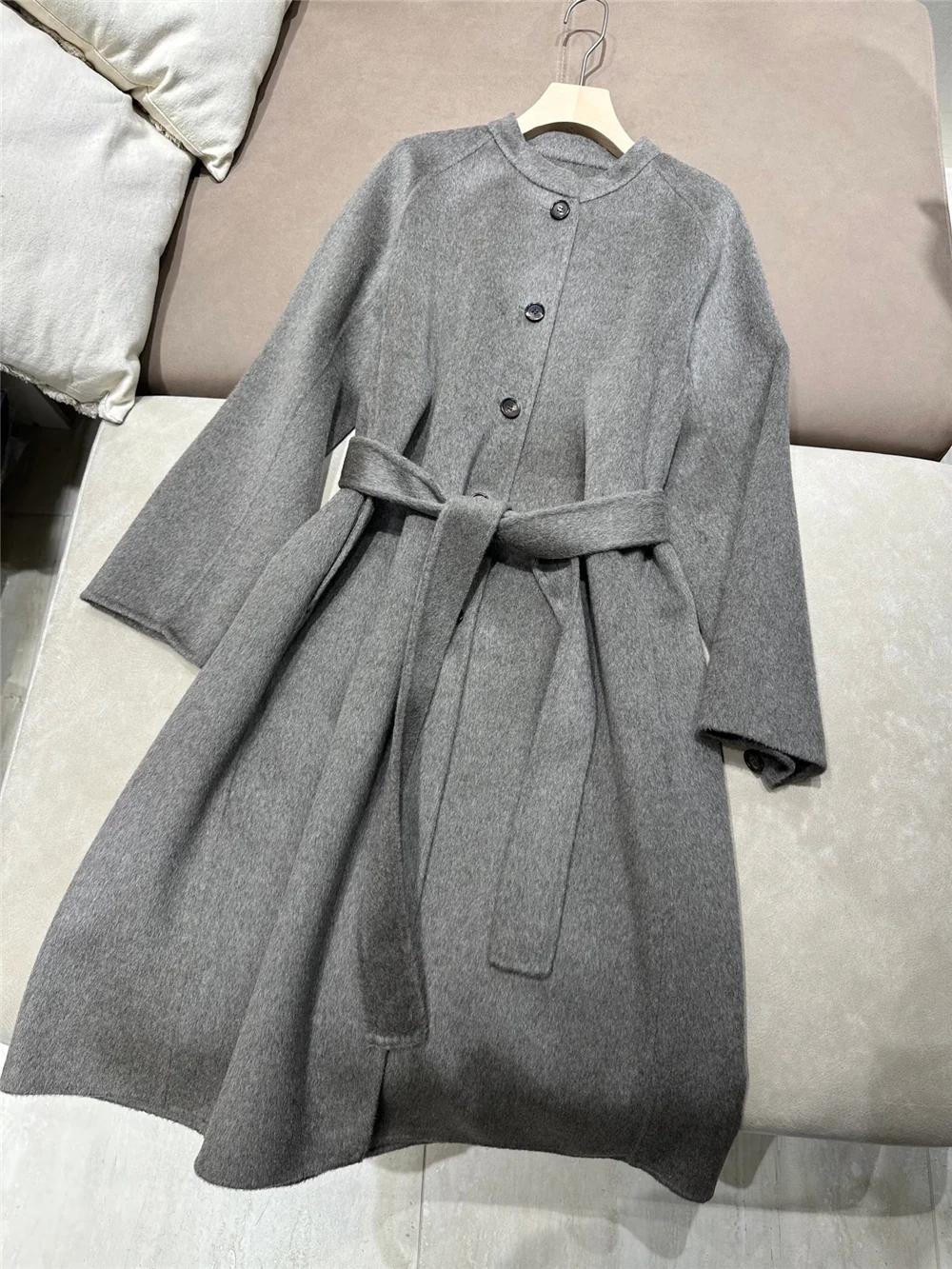 Wool Blend Coat - Women's Wool-Cashmere Blend Trench Coat Long