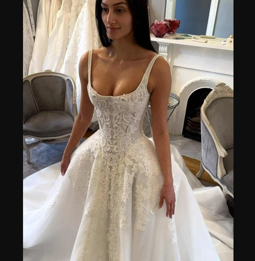 Robe De mariée personnalisée en dentelle, col rond, manches longues, superbe Robe De mariée longueur thé, Vintage, afrique