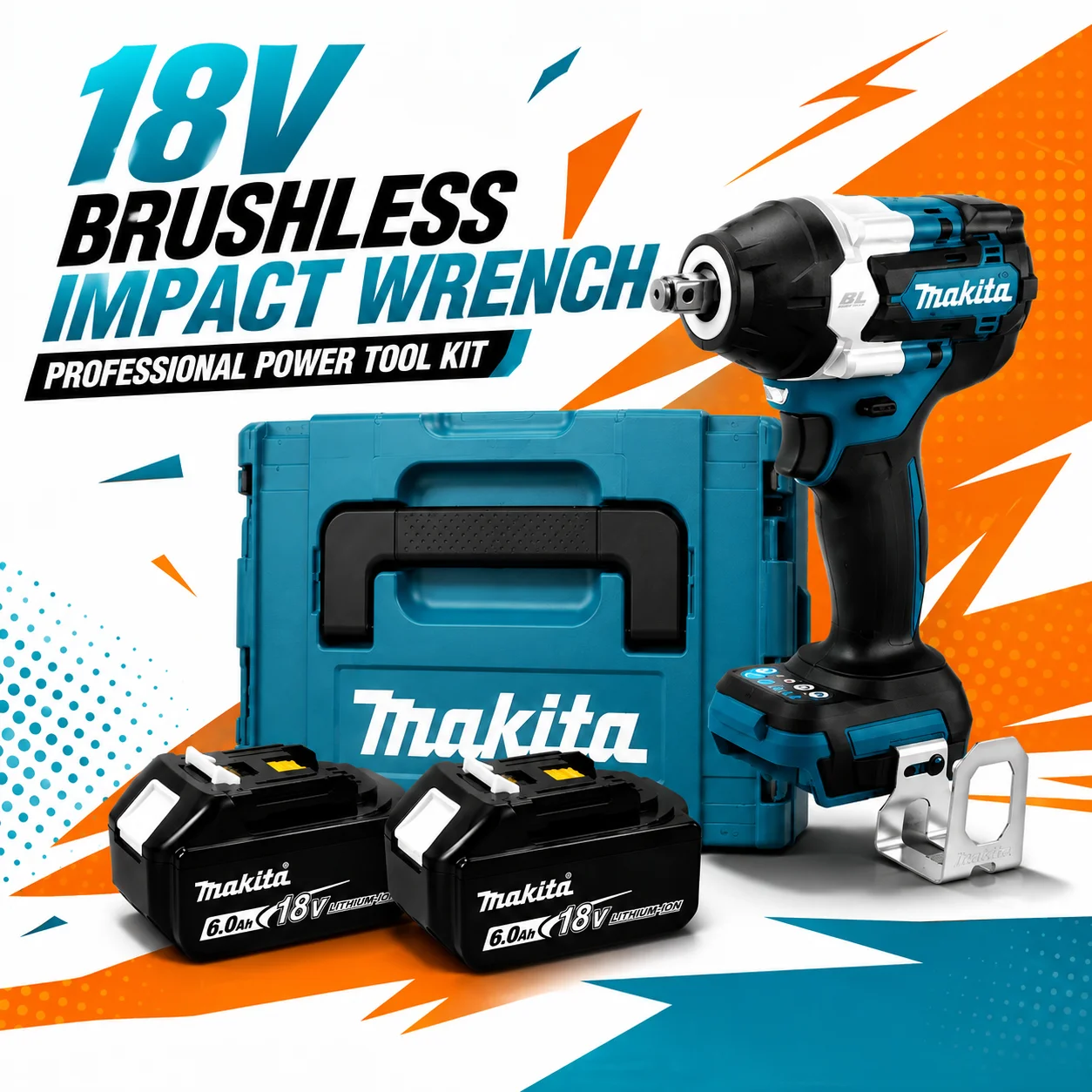 Clé à chocs sans fil Makita DTW700 18V, contrôle intelligent d'arrêt automatique, vitesse variable en continu, couple élevé de 1000 Nm, équipement électrique à faible consommation d'énergie.