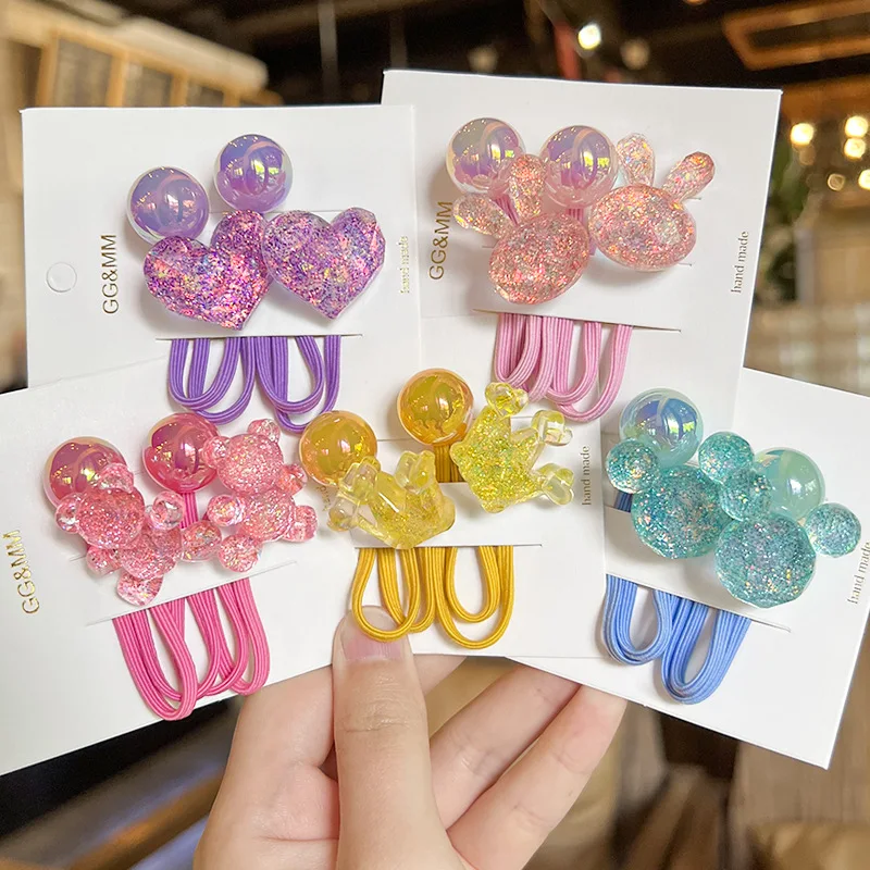 子供のヘアアクセサリー,カラフルな漫画の輪ゴム,伸縮性のあるヘアバンドピース/ロット色