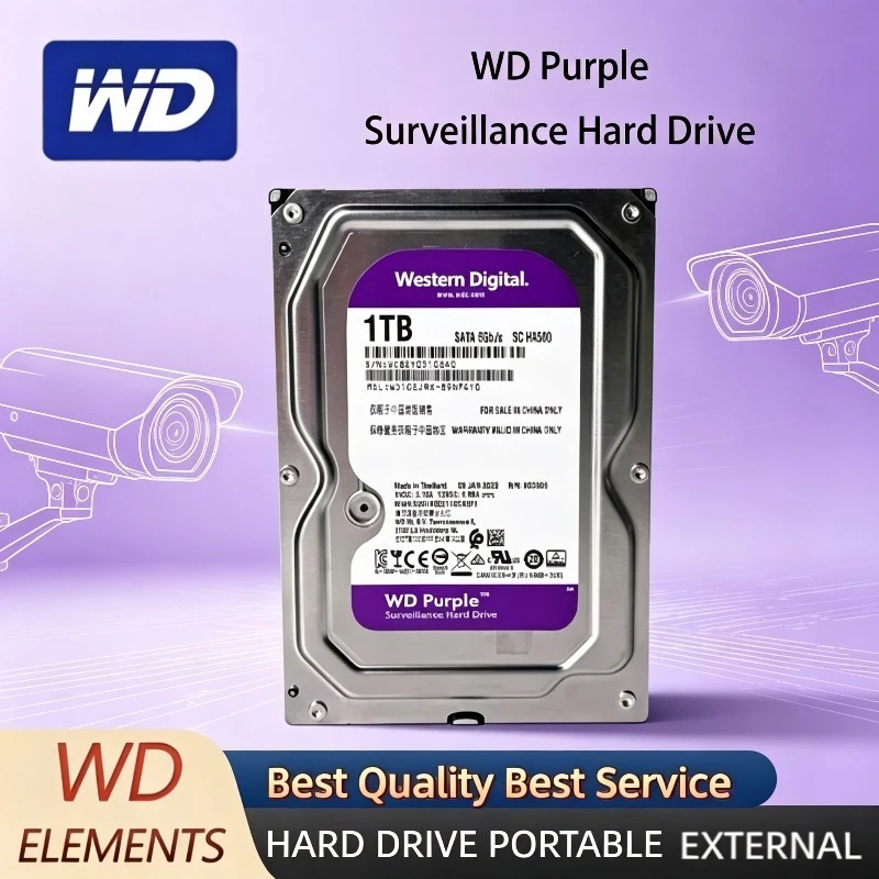 For WD Purple HDD 1TB 2TB 3TB 4TB SATA 6.0Gb/s 3.5" Hard Drive Disk For Security System Video Recorder ssd hard disk