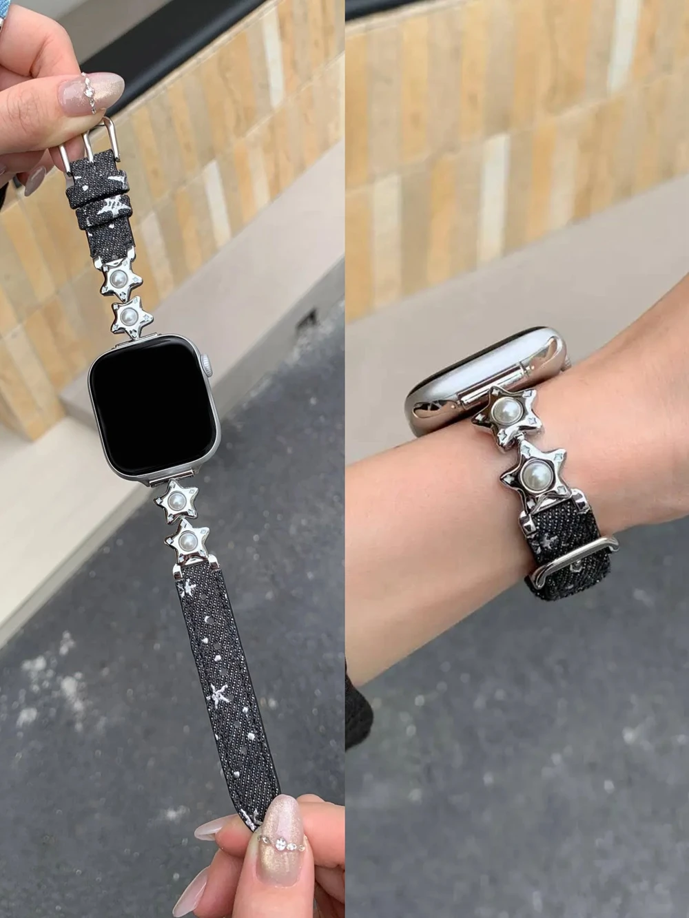 Beliebtes Star Leder-Schlaufenarmband für Apple Watch Damen 44mm 40 45 41 49 42 38 Series 11 10 9 8 SE 7 6 5 4 3 Armband