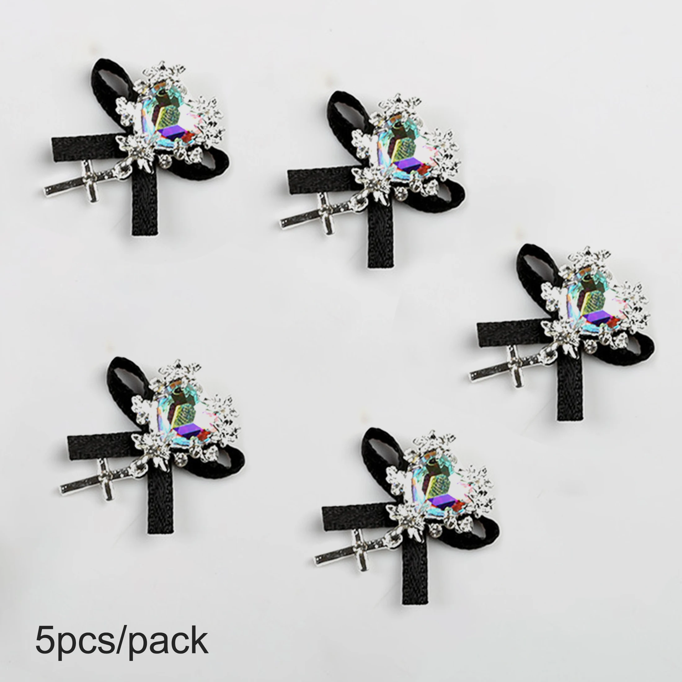 5pcs Y2K 3D Japanese Anime Sanrioed Nail Accessories 28MM Top Nail Art Charm Alloy Metal Bow Rhinestone Crystal Nails Decoration