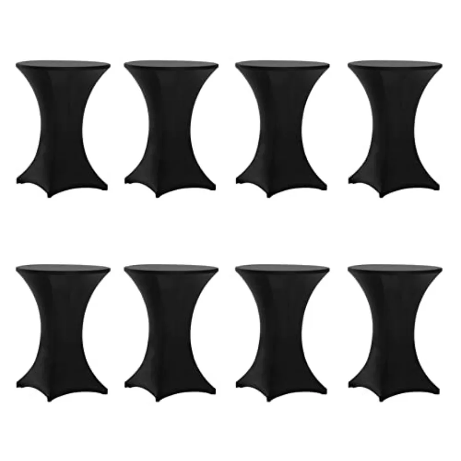 

8 Pack 30x42 Inch Highboy Spandex Cocktail Table Covers Black Fitted Stretch for Round Tables with High Elasticity and Durable