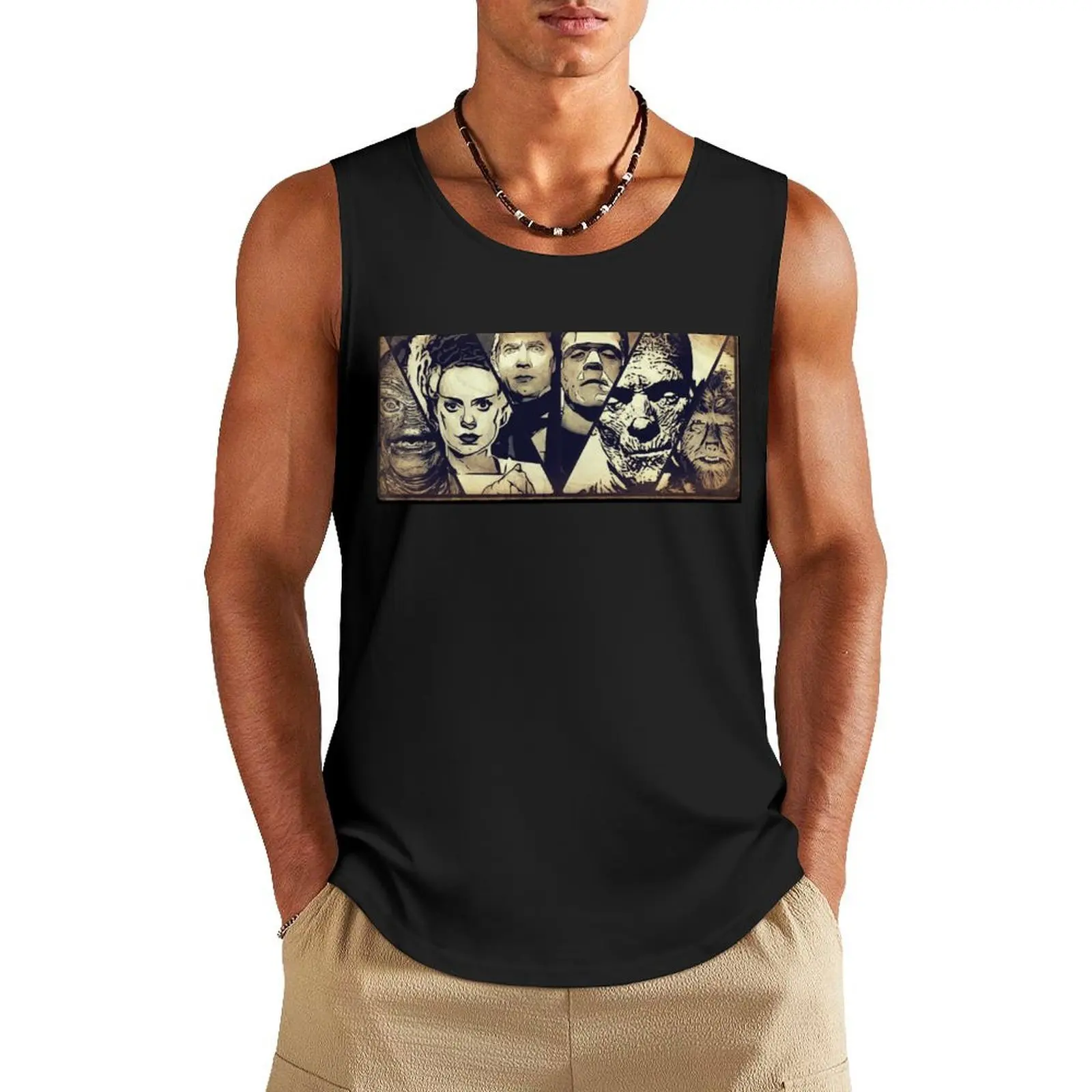 

Monsters! Vintage Showcase Tank Top Men's sleeveless training weight vest running shirt underwear Body man