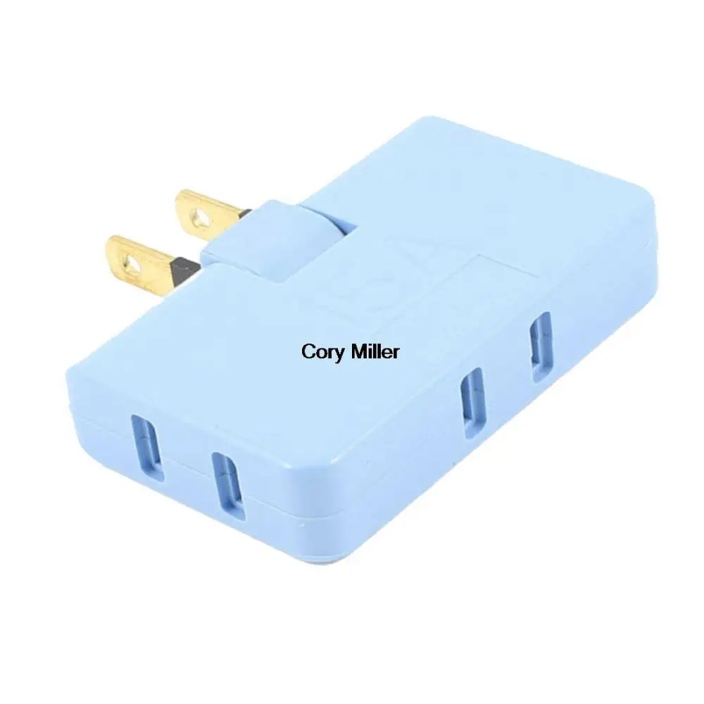 

US 2 Pin Rotation Triporate Power Plug Socket AC 125V 15A 1500W Blue