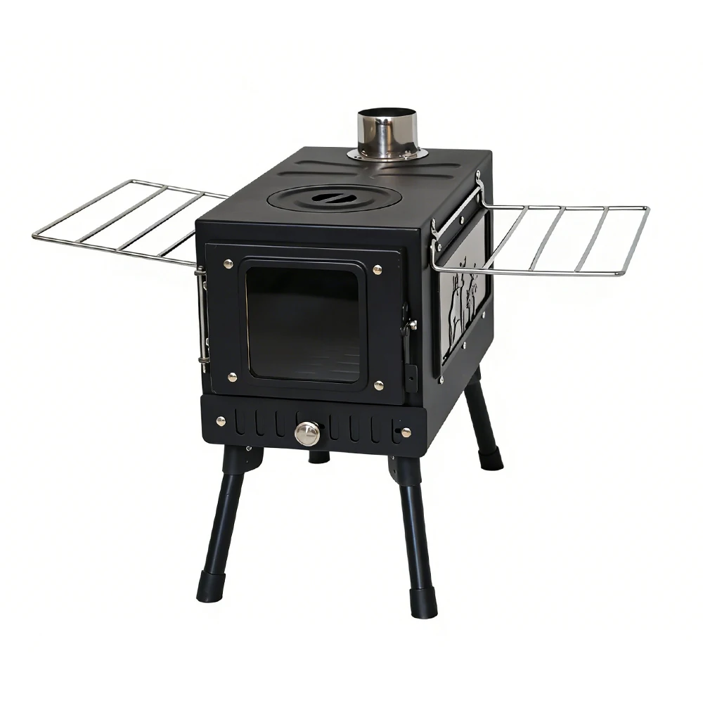 Direct From Manufacturer OEM Light Customization Multi-Purpose Portable Black Carbon Steel Tent Heater Wood Burning Tent Stove