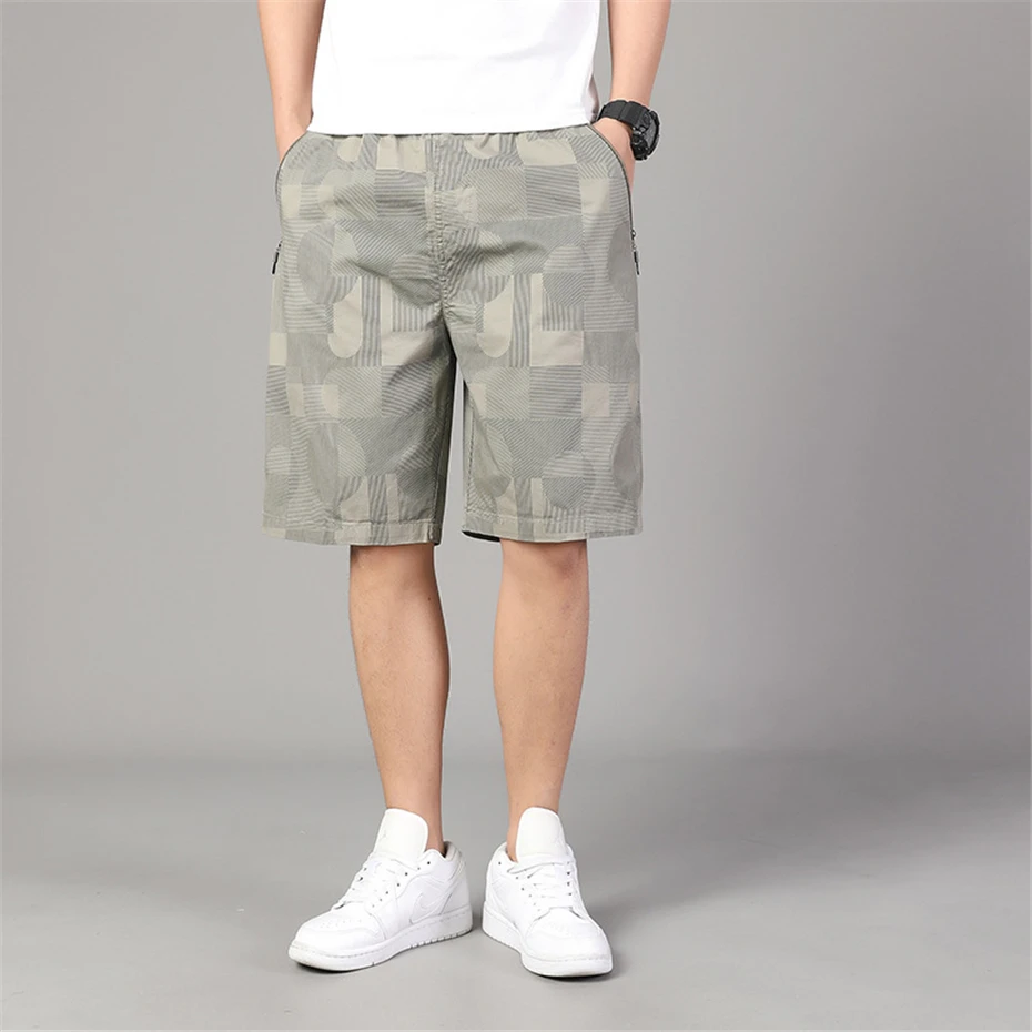 Summer Shorts Men 5XL Plus Size Fashion Casual Shorts Male Leaf Print Short Pants Big Size 5XL Cotton Shorts