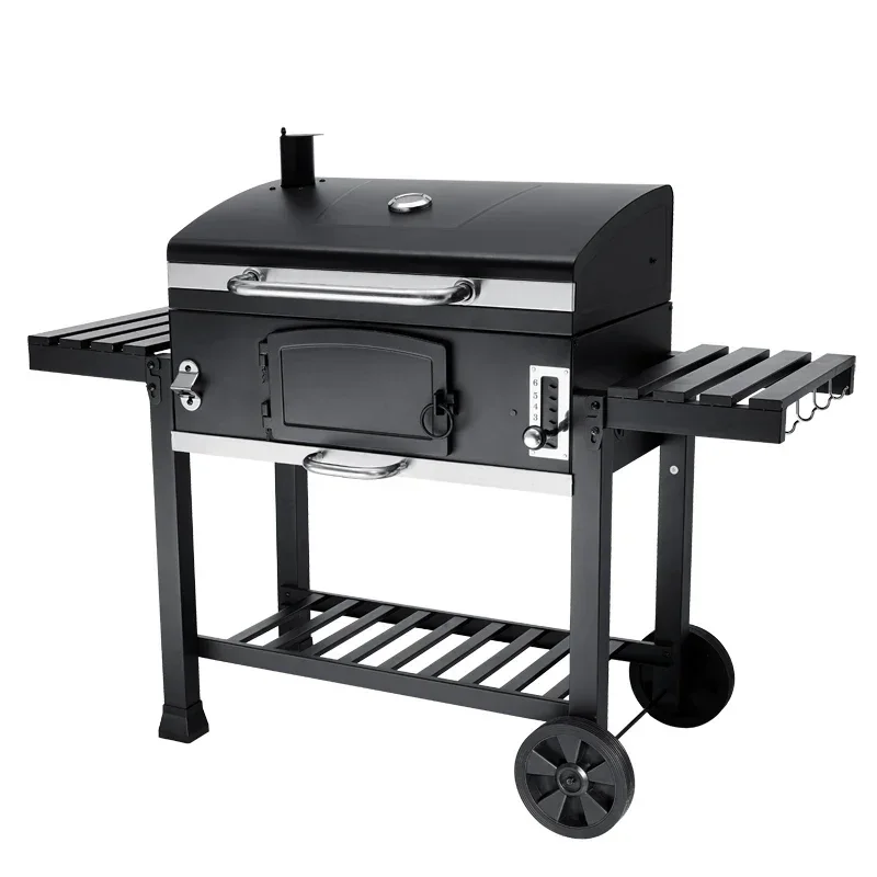 

Heavy Duty BBQ Smoker Cooking Grill Windshield Outdoor Folding Charcoal Trolley Charcoal Bbq Grill Barbecue for Outdoor BBQ