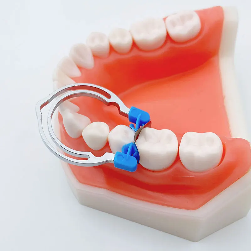 Matriz dentária seccional com contornos, braçadeiras, cunhas, clipe de mola de metal, anéis, ferramenta para dentista oral