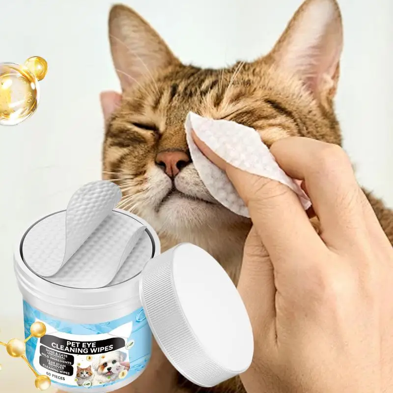 Dog Eye Wipes Tear Stain Remover Tear Stain Wipes 60pcs Unscented Gentle Pet Tear Wipe Gentle Tear Stain Wipes Safe Effective