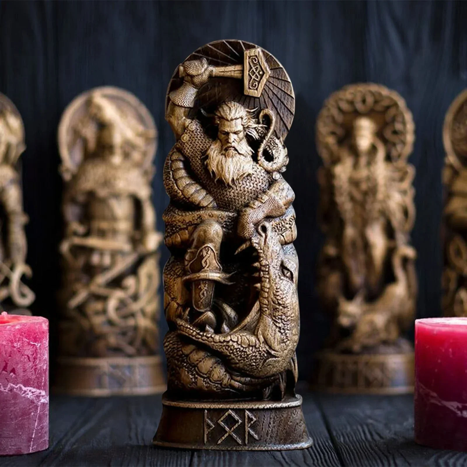 Resin Statue Nordic Gods Odin Sol Loki Freya Legend Viking God Carving Asa Protoss Sculpture Altar Heathen Asatru Home Decor