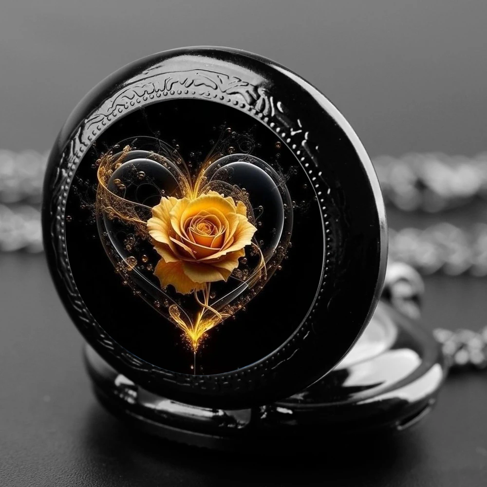 Yellow Rose Glass Patch Quartz Pocket Watch - Elegant and Stylish Accurate Timepiece AliExpress Selection