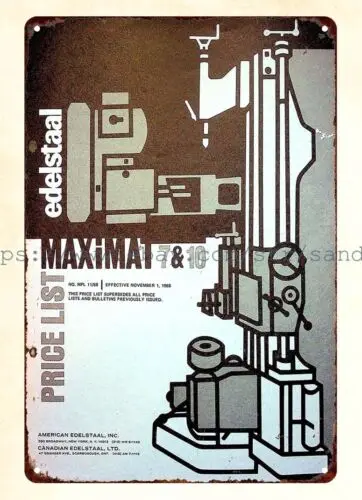 1968 American Edelstaal Maximat tools mechanic automotive metal tin sign