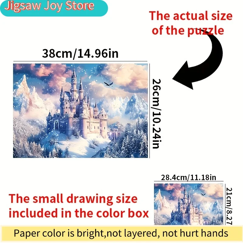 A A Adult Mini Puzzle Featuring a Snowy Landscape and Castle Design - Scratch-resistant, High Difficulty Level, Ideal for Adul