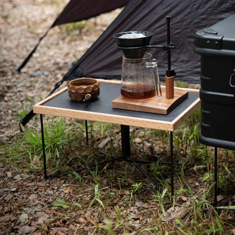 Caja de almacenamiento plegable para exteriores, soporte de Metal portátil para acampar, tienda de campaña, Mini Mesa