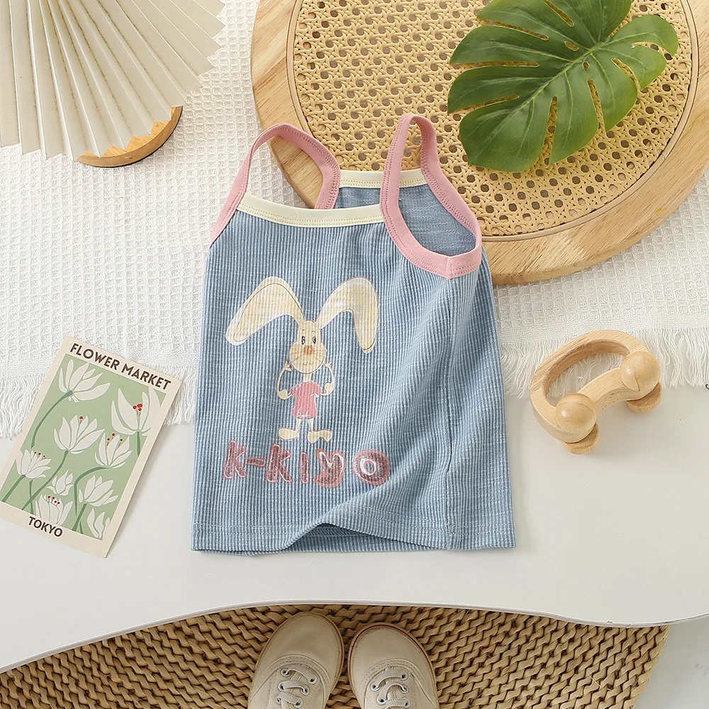 Children's T-Shirts Bunny Print Halter Top Girl Clothes Kids Clothes for 1 To 6 Years Infant Girl Clothes T-shirts