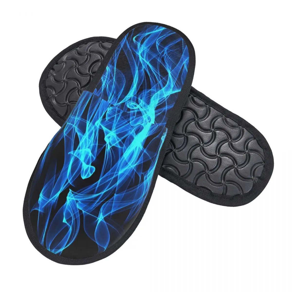 Fur Slipper For Women Men Fashion Fluffy Winter Warm Slippers Blue Fire Texture House Shoes