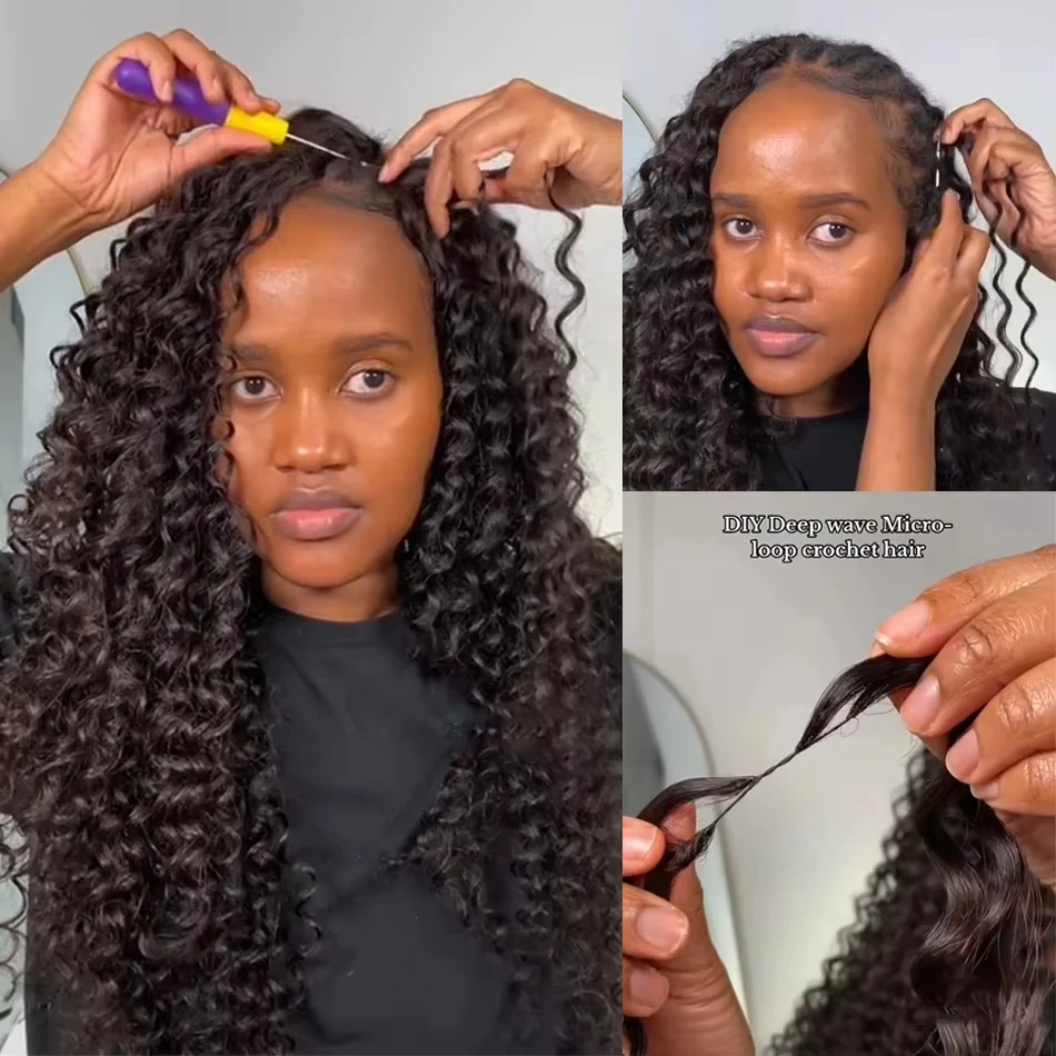 

Наращивание волос Deep Wave 100% Remy, предварительно разделенные пряди для крючкового плетения, пучки натуральных волос для плетения косичек в стиле бохо для женщин