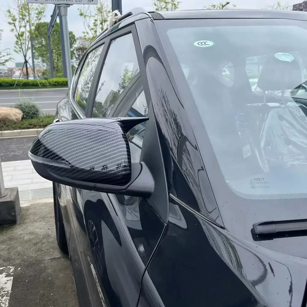 For Kia Seltos 2019-2023 Car Sticker Rearview Side Mirror Cover Wing Cap Exterior Door Rear View Case Trim Carbon Fiber Look