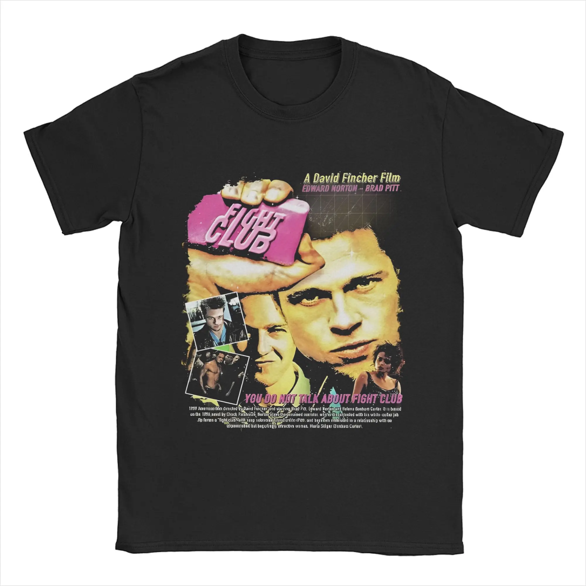 Retro Movies Fight Club T-Shirt Men's Cotton Clothing Priting  Crewneck Short Sleeve