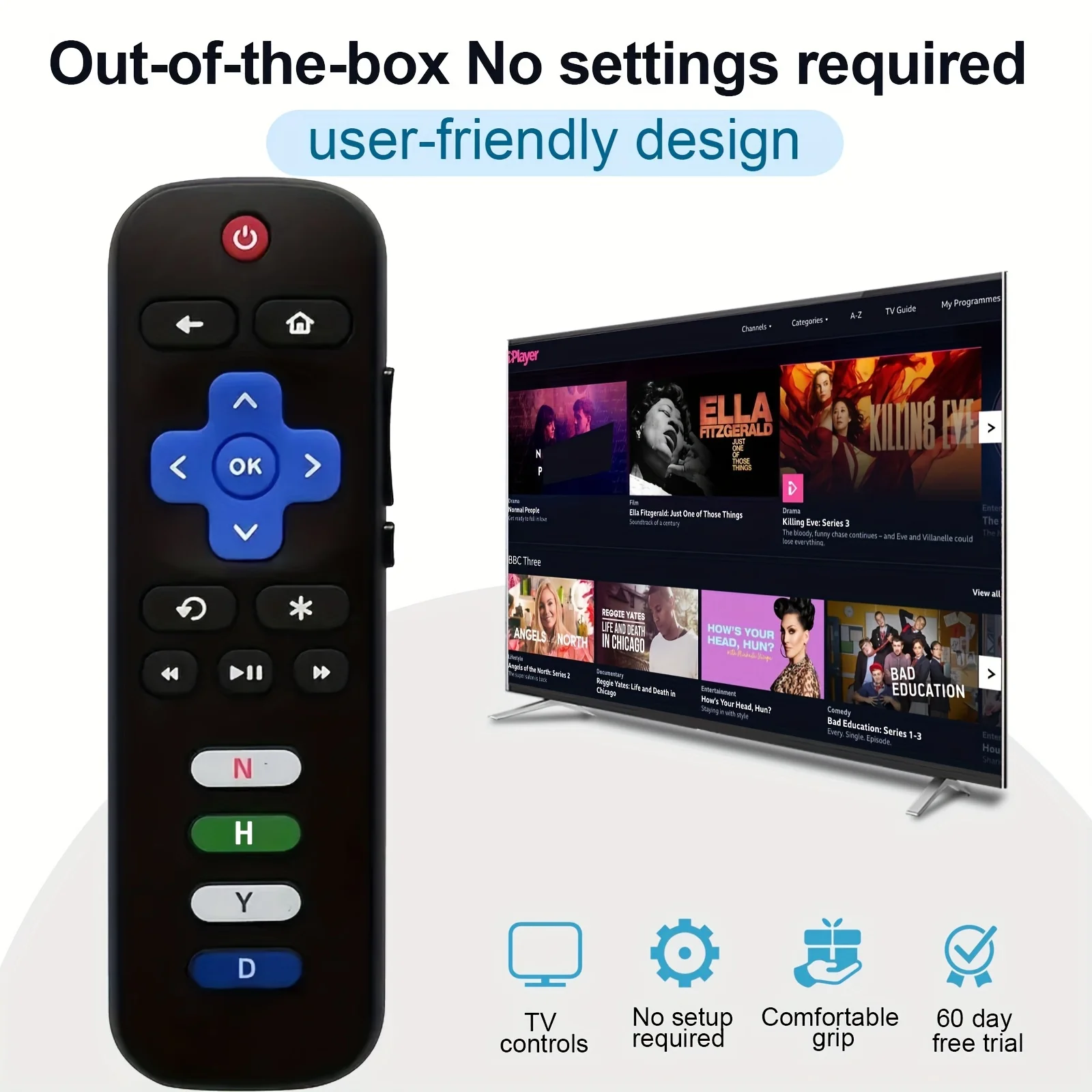 Control Remoto Universal para Streaming Roku, Compatible con Todos los Modelos de la Marca Roku, Control Remoto Infrarrojo, Batería No Incluida
