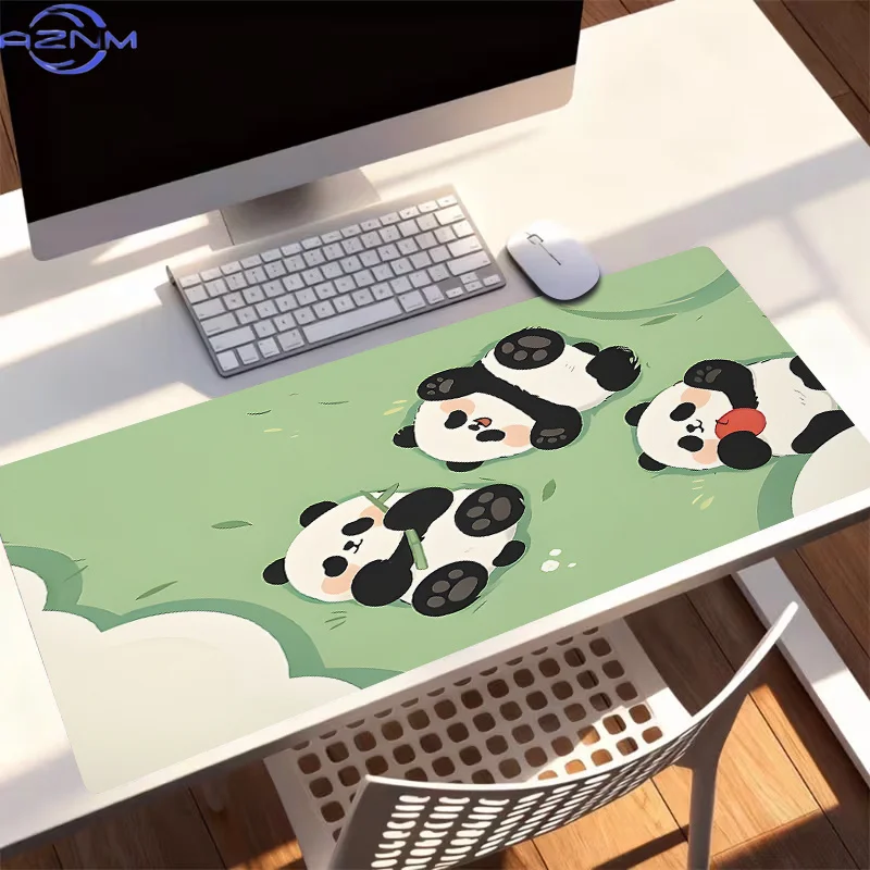 1pc Extra-large, Non-slip, Durable Desk Mat, Mouse Pad, Featuring a Cute Lazy Pandas, Rubber Base, for Office, Computer Decor, I