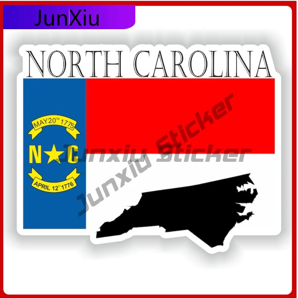 

North Carolina Usa Flag Map Shape Outline Badge Vinyl Sticker Decals Motorcycle Stickers Suv Window Camping Car Sticker Decor