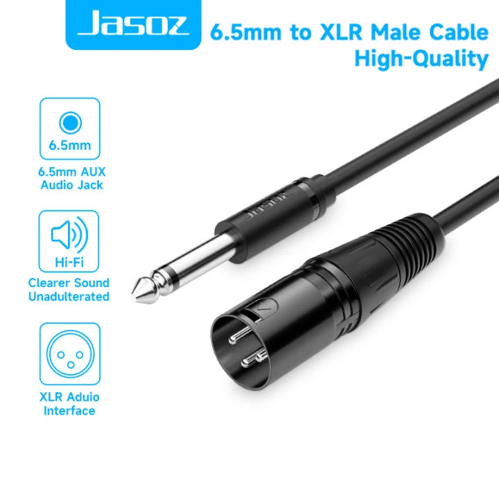 Jasoz 6.5mm Male to XLR Male Female Audio Cable Cord for Professional Microphone Guitar Mixer Amplifier Speaker Audio Recording