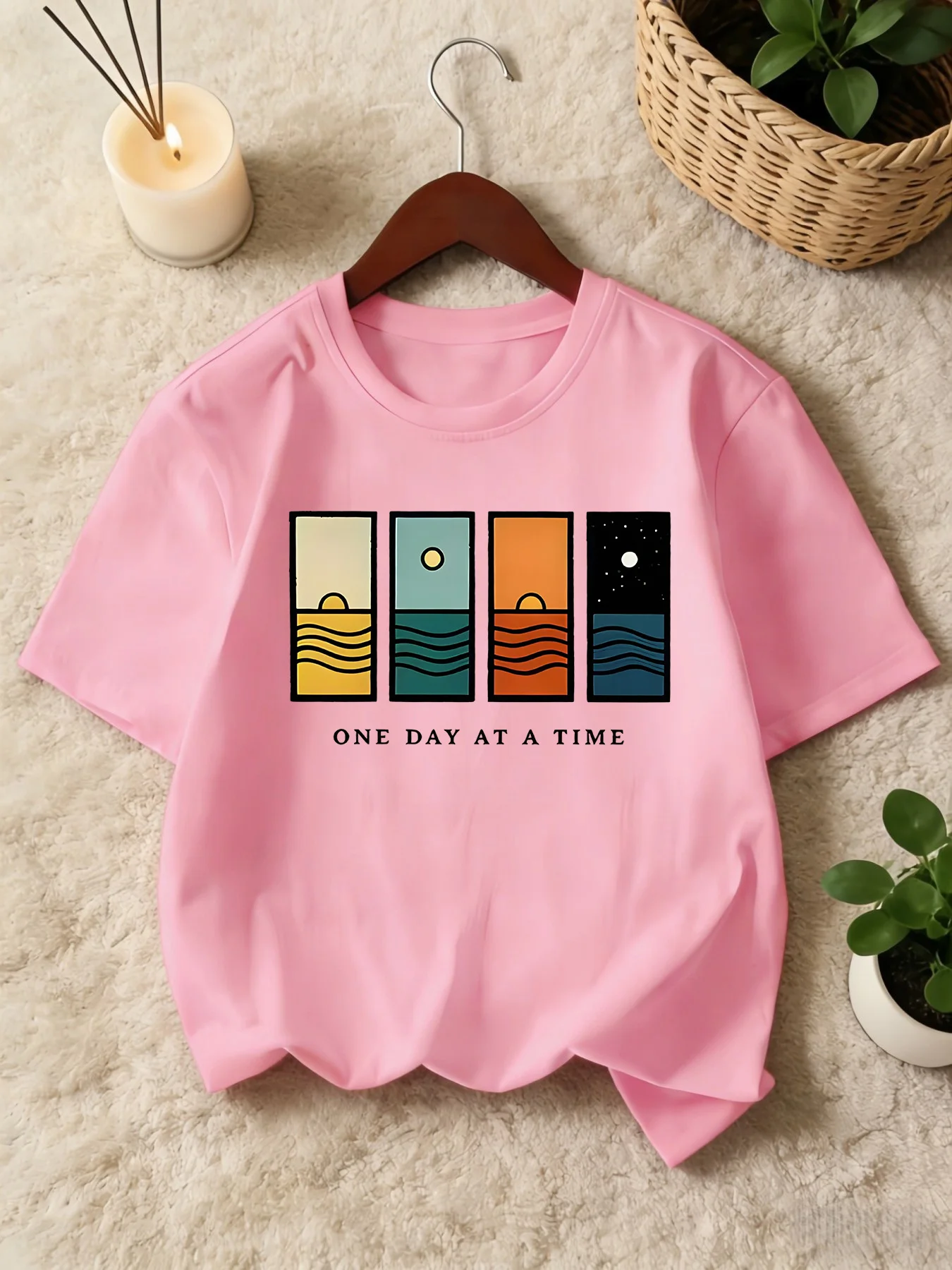 Sea Sunset Slogan Print Kids T Shirt Boys Girls Family Matching Tee Soft Cotton Short Sleeve Children Gentle Daily Casual Wear