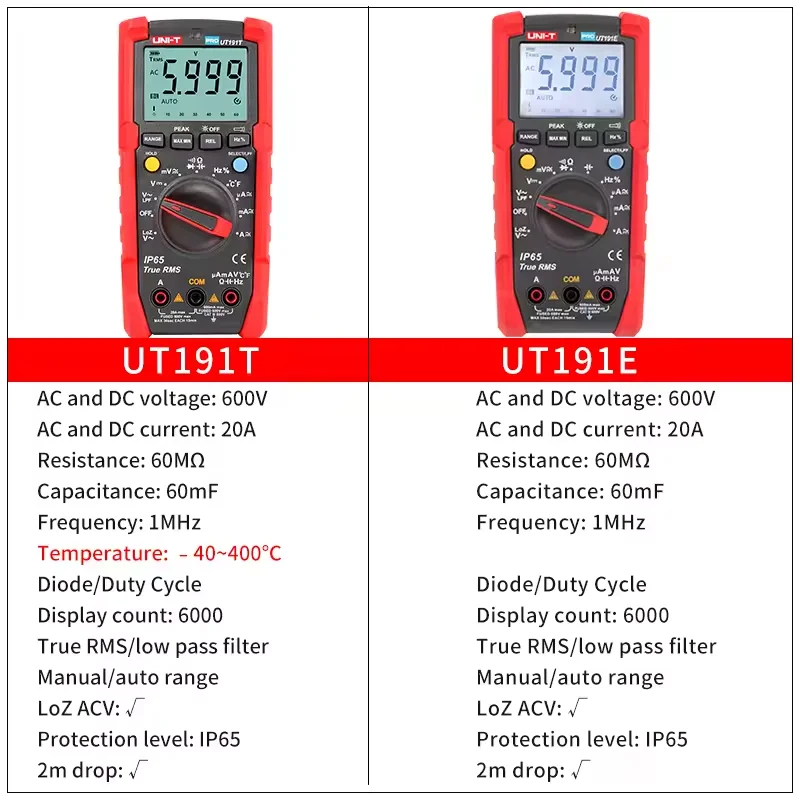 UNI-T UT191E UT191T المهنية الرقمية المتعددة وحدة صحيح RMS ACV التيار المتناوب تيار مستمر الجهد الحالي متر مكثف المقاوم تستر #3