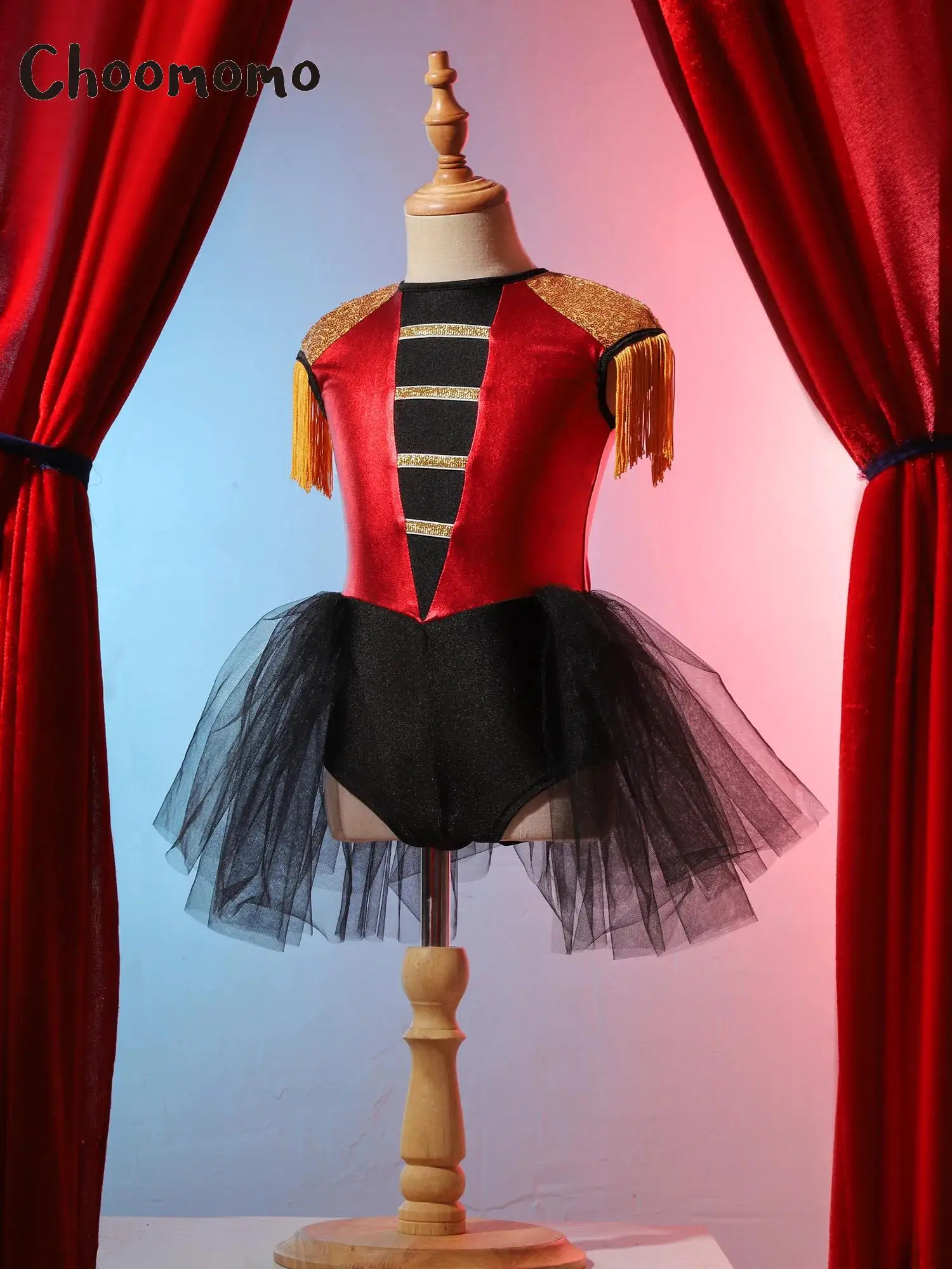 

Girls Circus Ringmaster Cosplay Costume Sequin Tassels Leotard Ballet Tutu Dress Unitard Halloween Cosplay Lion Tamer