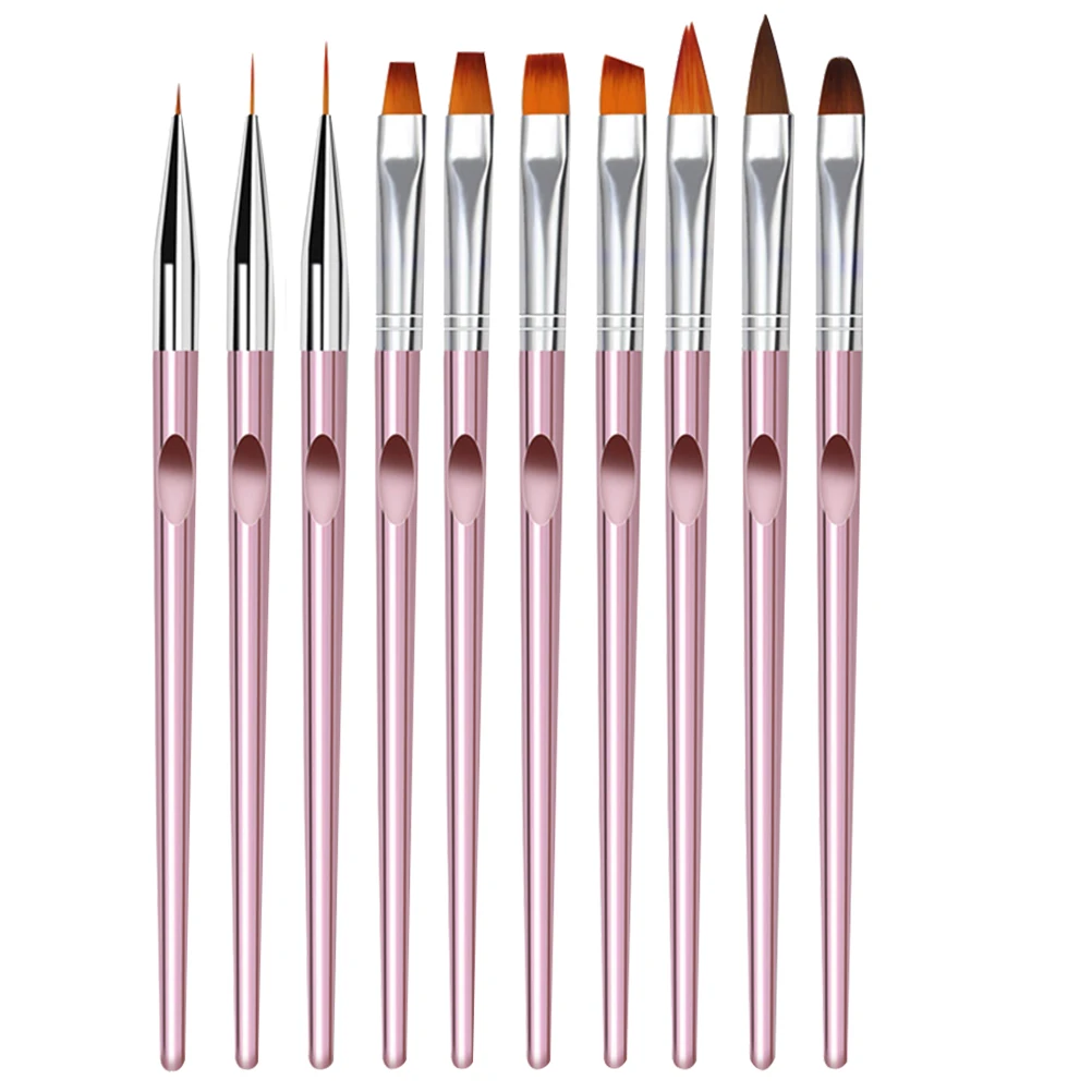 

10 Pcs Art Brush Set Dotting Pen Supplies Lightweight Long Handle Gifts Liner Brushes Tools Nail Art Kits Nail Accessories