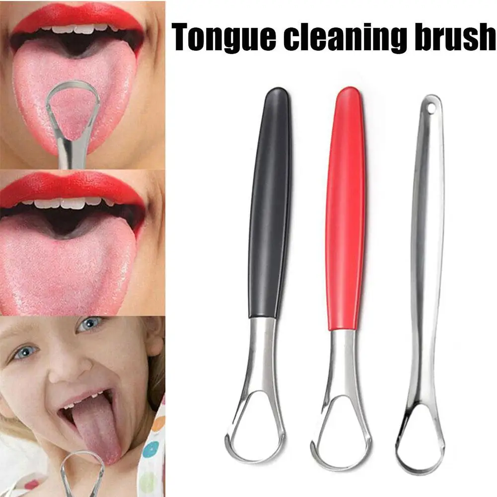 Raspador de lengua de acero inoxidable, limpiador de grado quirúrgico para adultos, elimina el mal aliento, cepillo de Metal para espantar la lengua, herramienta de raspador Dental