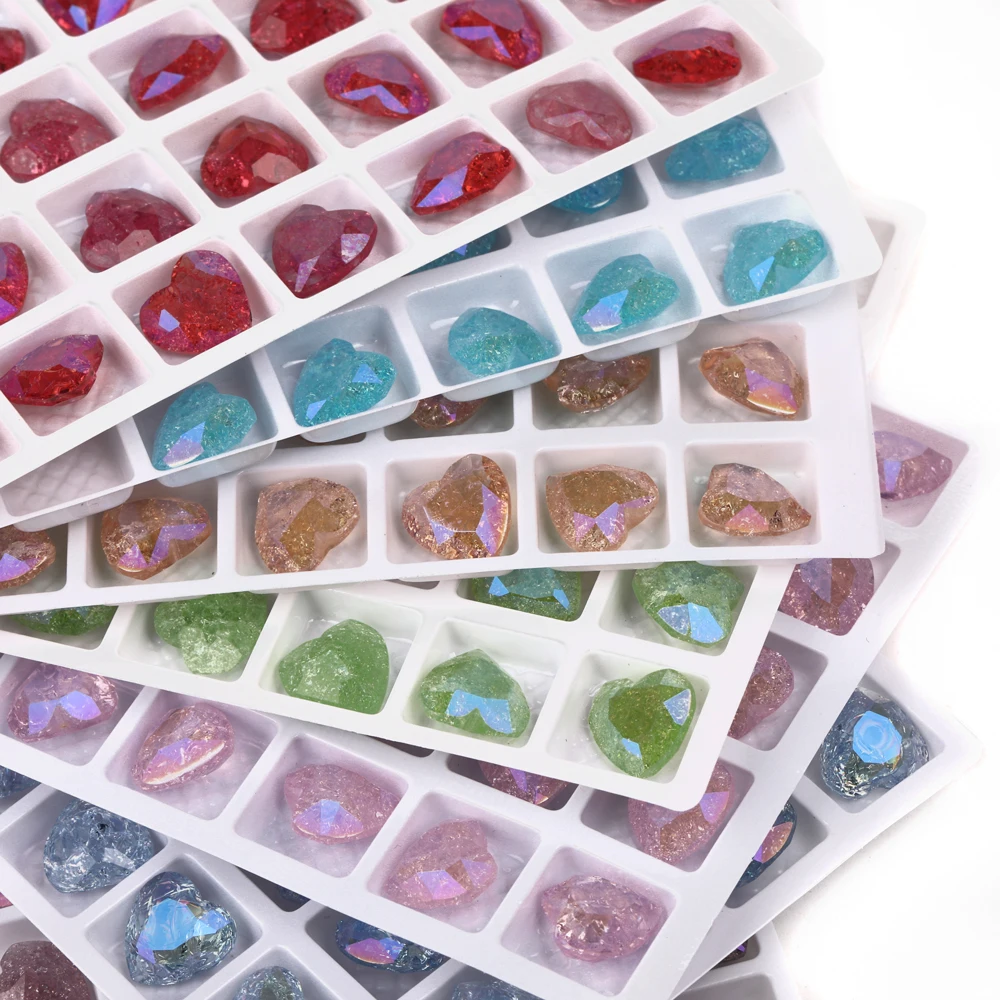 10mm Heart Shape Glass Stones Rhinestones Unfoiled Bottom Nail Art Charms Glass Crystals Strass Pointback Rhinestones