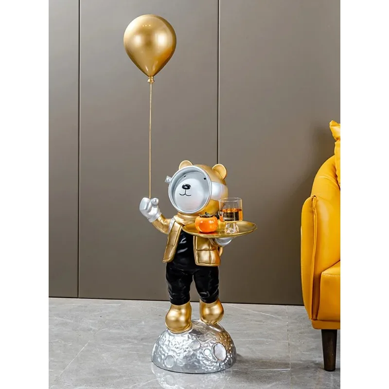 Live Room Decor Nordic Home Decor Balloon Space Bear Statue Resin Statue Sculpture Office Decoration Large Ornaments Figurin