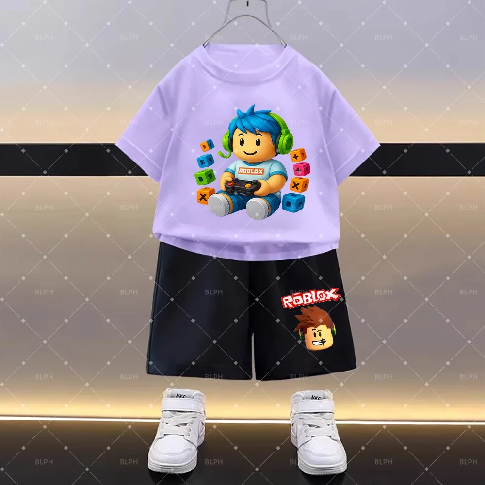 

Cute Roblox-themed Kids T-Shirt Set with Game Controller Design, Perfect for Young Gamers